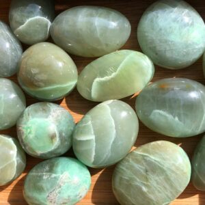 One Garnierite Palm Stone, Shimmery Green Moonstone Crystal, Smooth Polished Worry Stone, Pocket Rock, , For Him, Home Accents