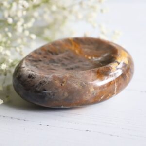 Polished Black Moonstone Dish: Flashy Crystal Bowl (4.25" X 3.25" X 1.25")
