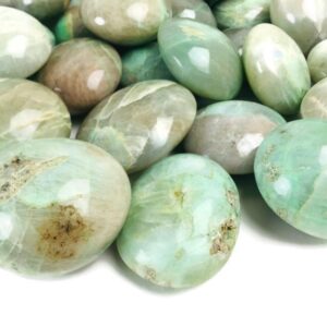 Small Polished Green Garnierite Moonstone Palm Stone