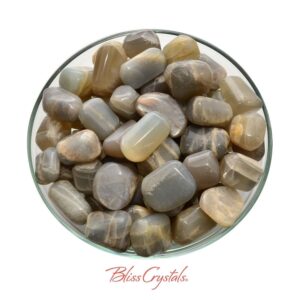 Cream + Silver Sheen Moonstone Tumbled Stone For Travelers #sm28
