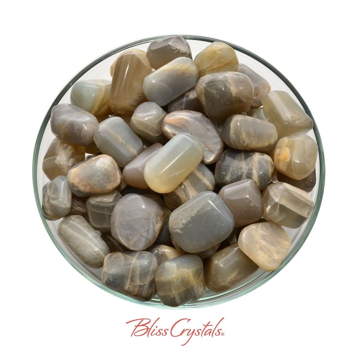 Cream + Silver Sheen Moonstone Tumbled Stone For Travelers #sm28