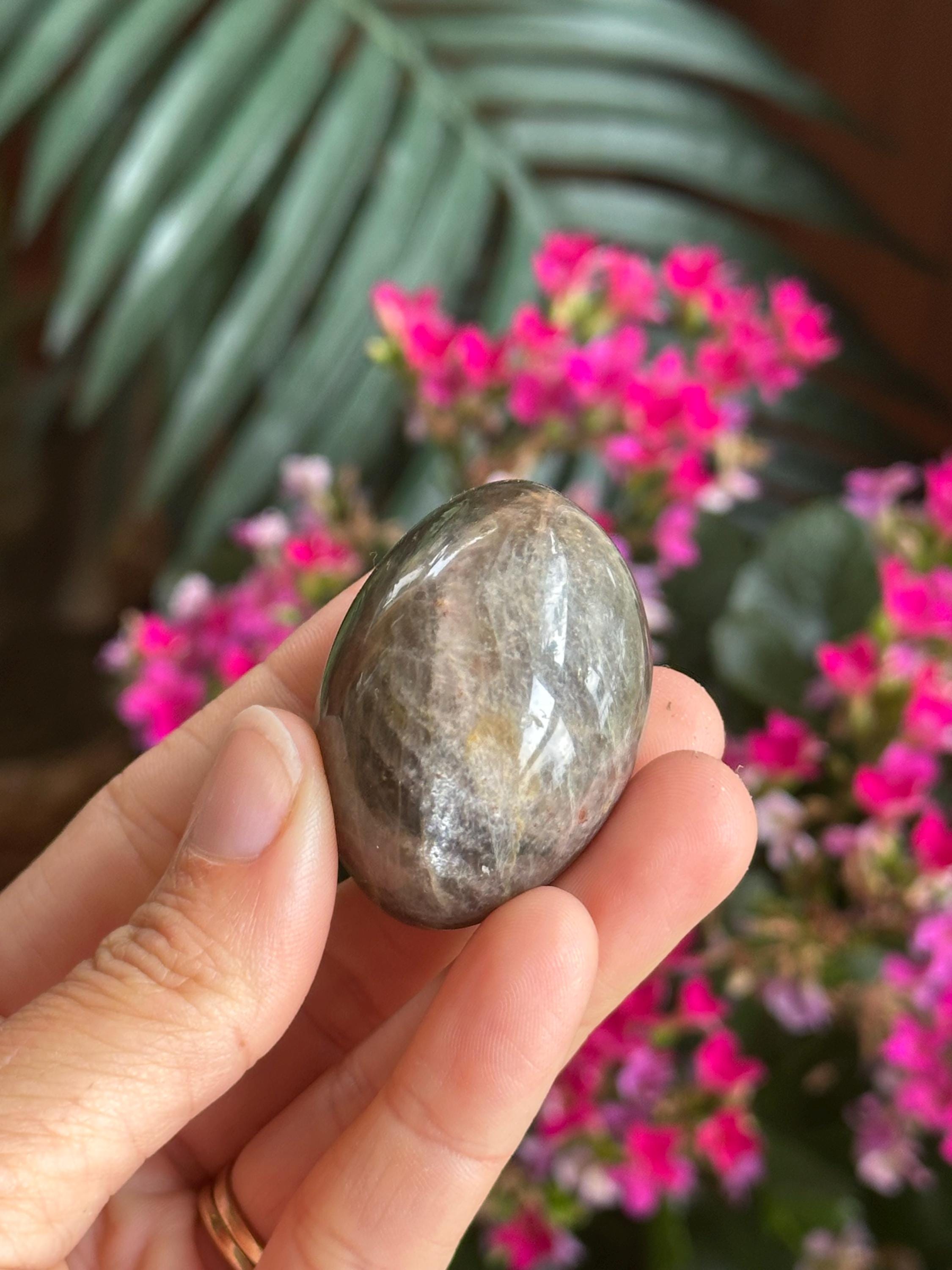 Black Moonstone Palmstone, Black Moonstone, Protection Stone, Healing Stone, Moonstone Pebble, Tumbled , Pregancy Crystal