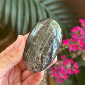 Black Moonstone Palmstone, Black Moonstone, Protection Stone, Healing Stone, Moonstone Pebble, Tumbled , Pregancy Crystal