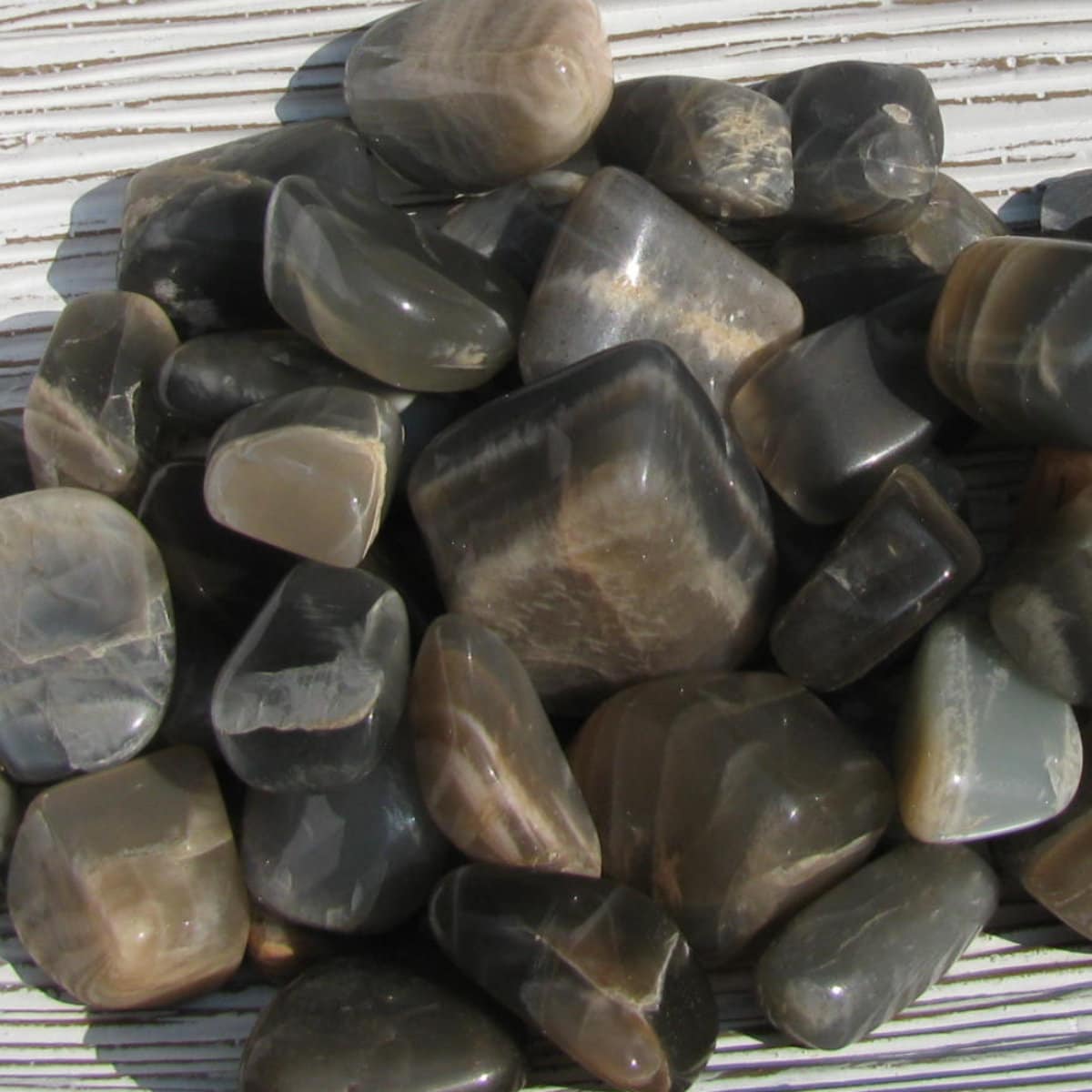 Black Moonstone Tumbled Stone, Natural Moonstone Crystal, Grounding And Protection Stone, Spiritual Crystals For Meditation And Altar Use