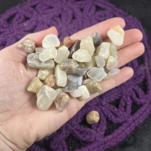 Colorful Moonstone Tumbled Stones Healing Crystals Grid Lot 100 Grams Parcel Bulk Wholesale Peach Gray Coffee 100g