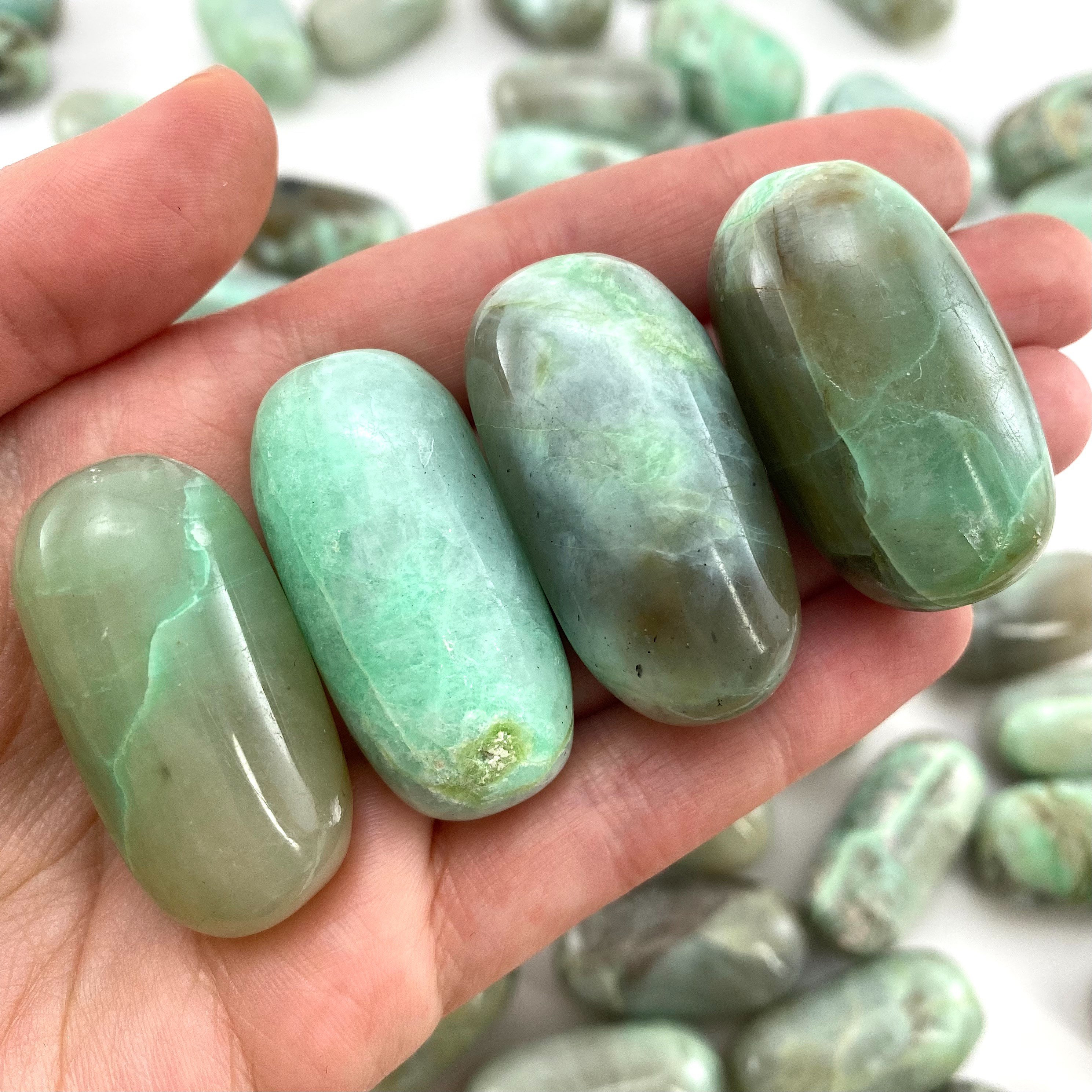 Garnierite Worry Stone | Green Moonstone Tumbled Crystal Lingam (heart Chakra)