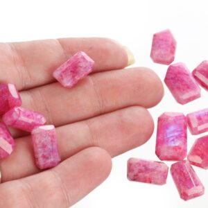 Pink Faceted Tumbled Moonstone Pieces, June Birthstone Gemstone (13-15mm) Pinkmoon001