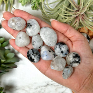 Moonstone Tumble | S, M, L | - No. 432 (polished White Crystal Pocket Stone, Crown Chakra, New Beginning)