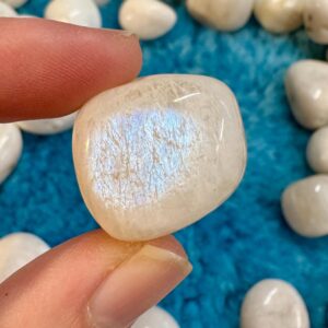 Moonstone Tumblestones Elf Arctic Blue Gemstone Moon Stone Tumbled Gem Moon Stone White Moon Lunar Goddess Gift Crystal Flashy Blue Shiny Uk