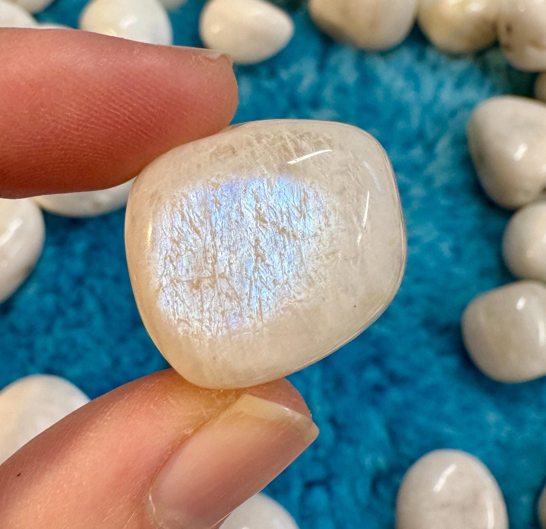 Moonstone Tumblestones Elf Arctic Blue Gemstone Moon Stone Tumbled Gem Moon Stone White Moon Lunar Goddess Gift Crystal Flashy Blue Shiny Uk