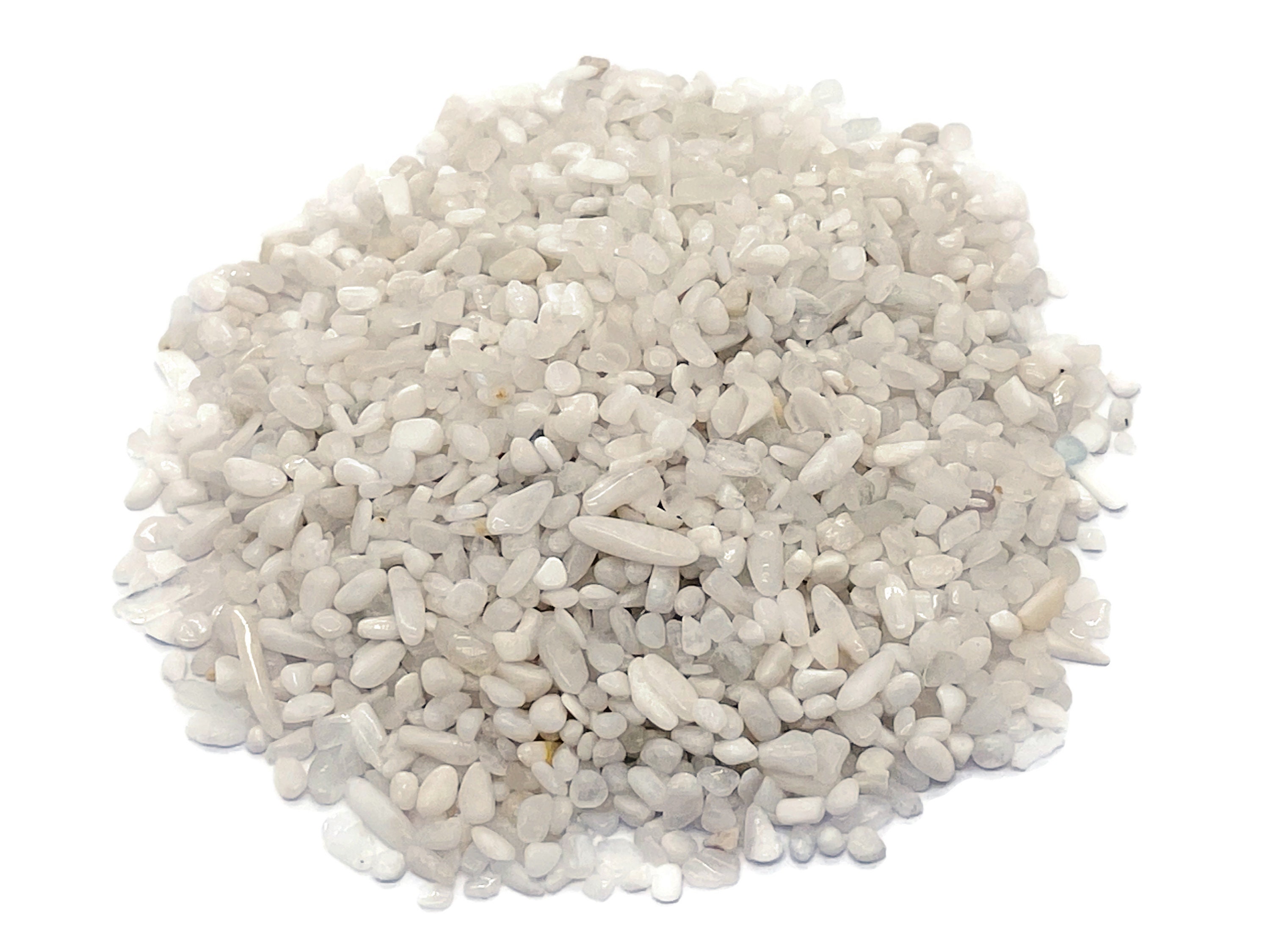 White Moonstone Chips – Gemstone Chips – Crystal Semi Tumbled Chips - Bulk Crystal - 5-7mm - Cp1195 White Moonstone Chips – Gemstone Chips – Crystal Semi Tumbled Chips - Bulk Crystal - 5-7mm - Cp1195