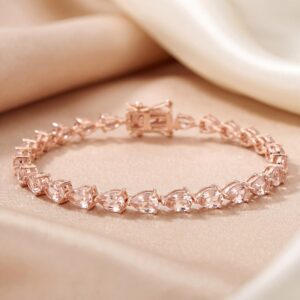 10k Gold Morganite Bracelet, Genuine Morganite Tennis Bracelet, Bridal Rose Gold Bracelet, Morganite Bridal Bracelet