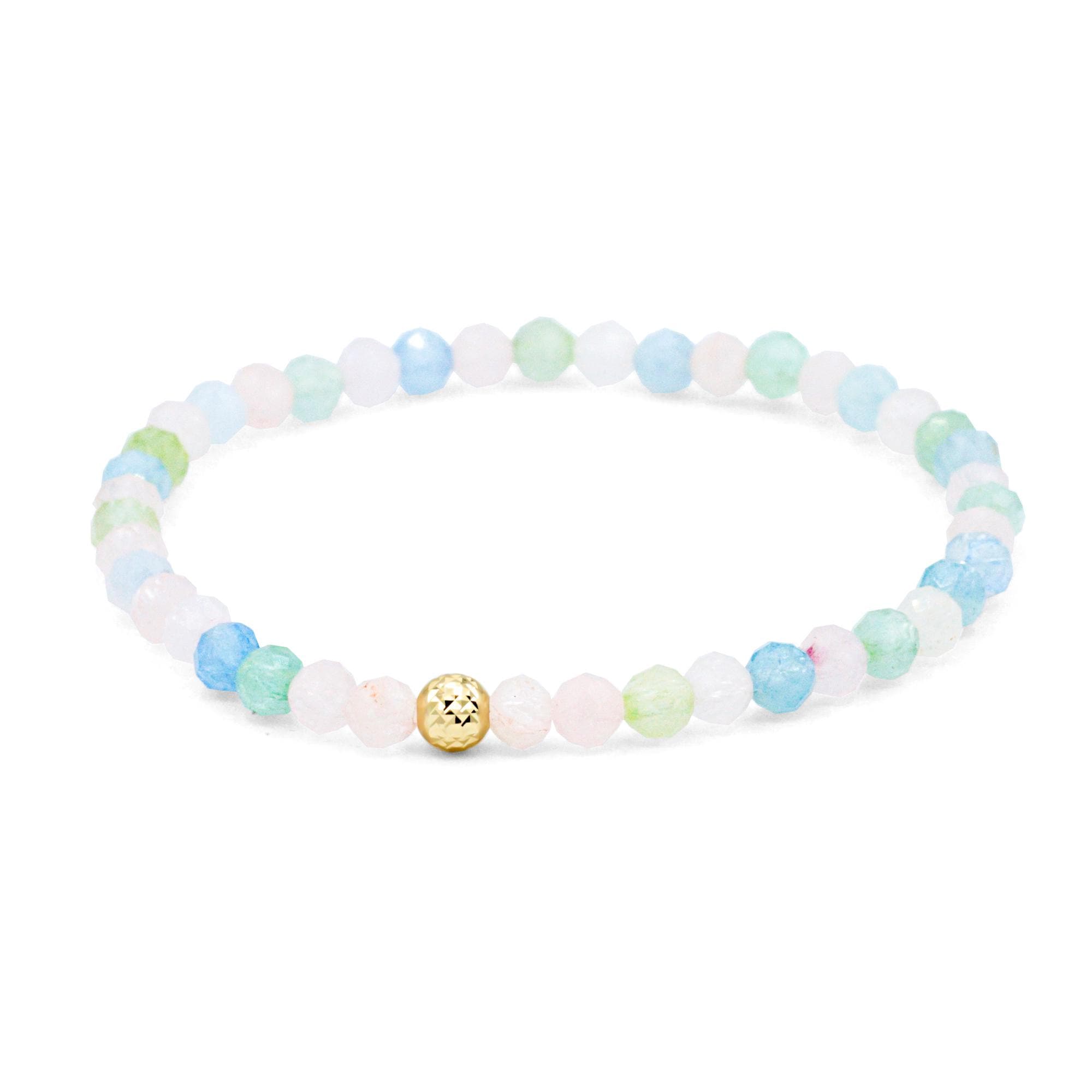 14k Gold Morganite Bracelet. Morganite Beryl Faceted Bracelet [ebmp1045] Delicate Crystal Bead Bracelet | Natural Morganite Jewelry