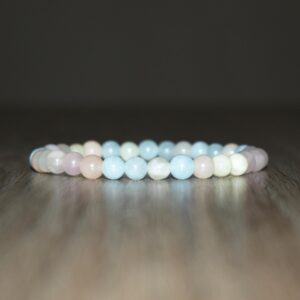 6mm Natural Morganite Beaded Bracelet, Gemstone Chakra Bracelet