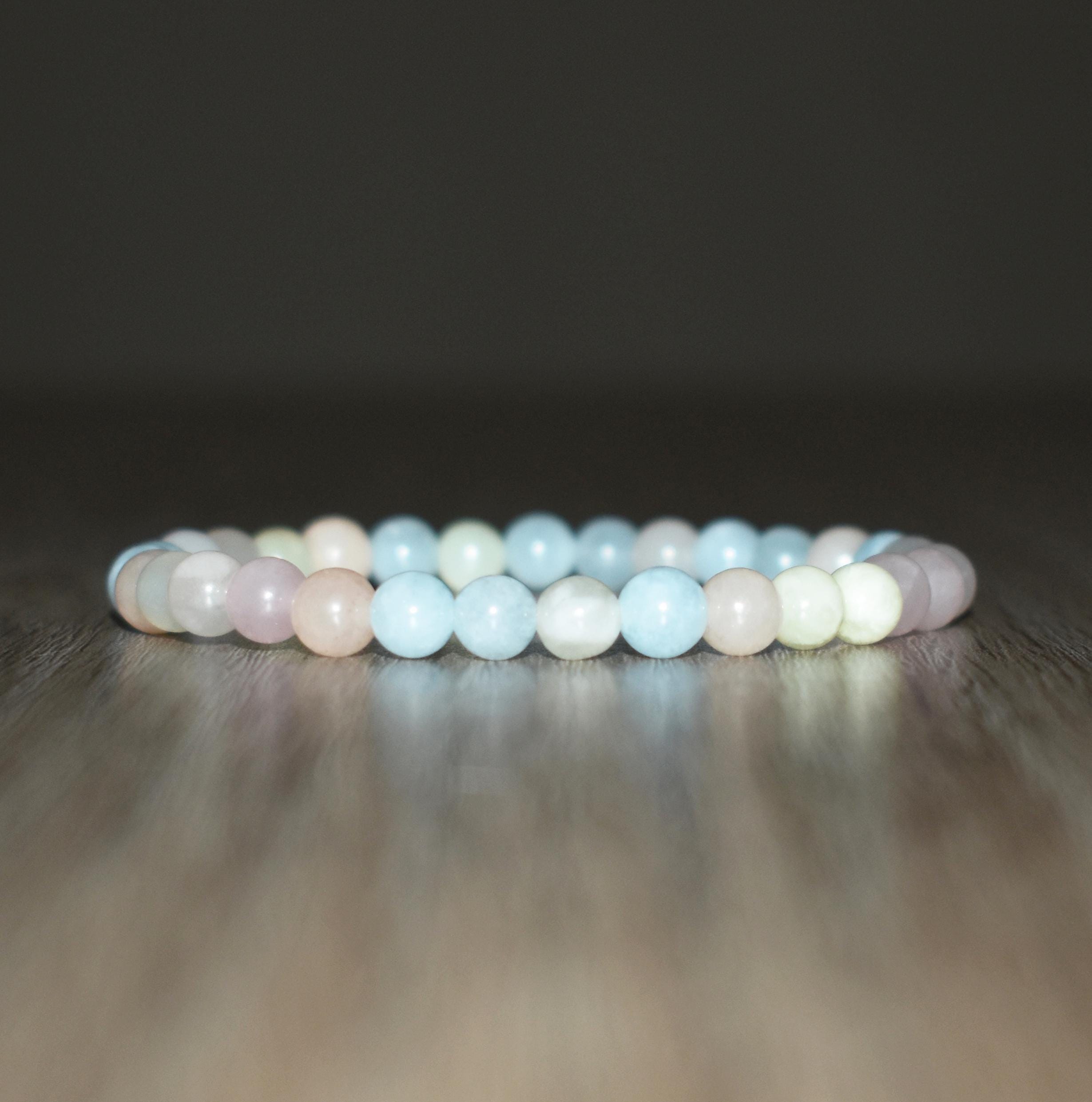 6mm Natural Morganite Beaded Bracelet, Gemstone Chakra Bracelet