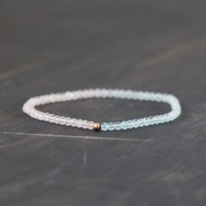 Aquamarine & Morganite Stretch Bracelet: March Birthstone Jewelry With Sterling Silver, Yellow Or Rose Gold Filled