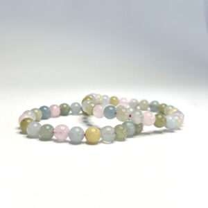 Morganite Beaded Bracelet - Handmade Gemstone Bead Bracelet