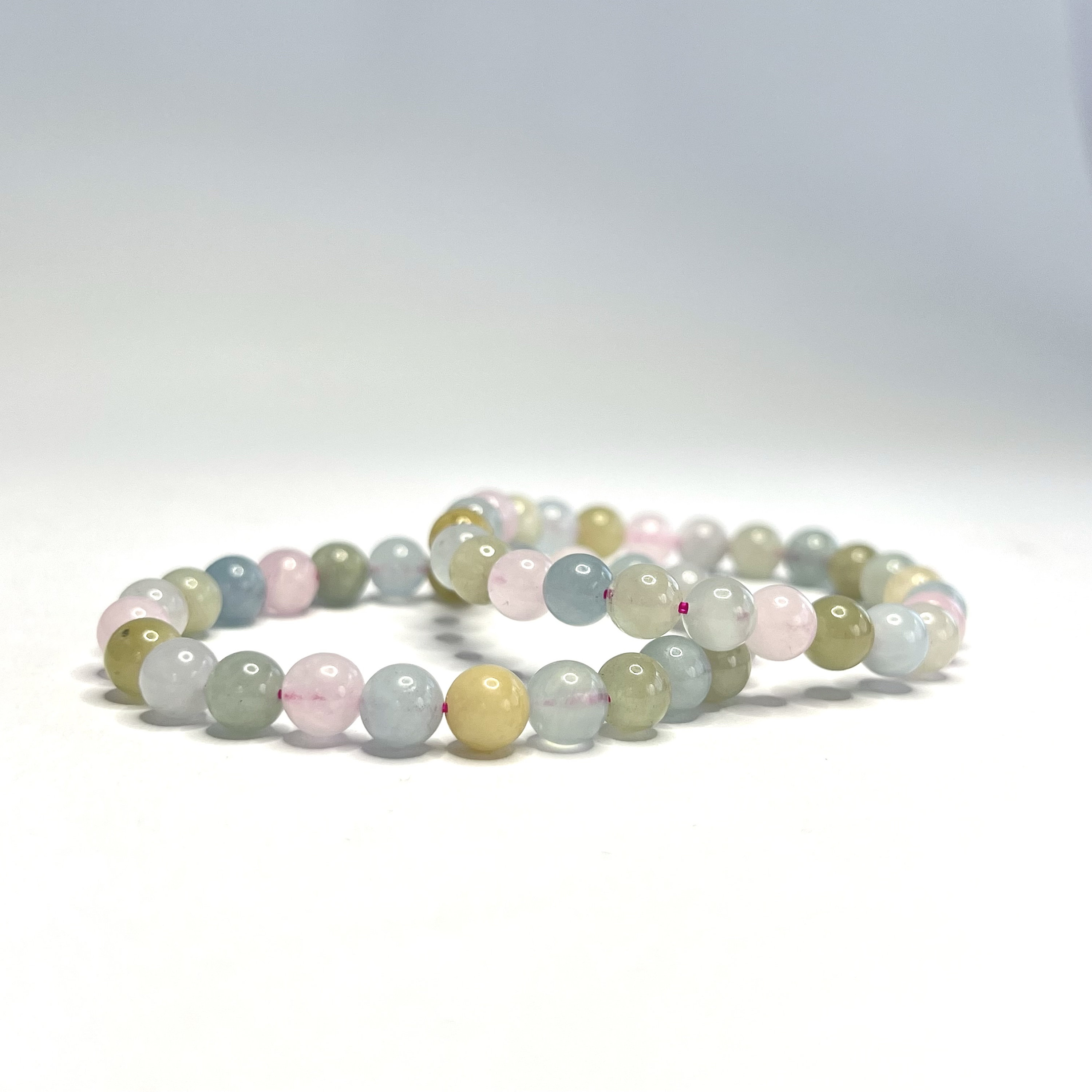 Morganite Beaded Bracelet - Handmade Gemstone Bead Bracelet Morganite Beaded Bracelet - Handmade Gemstone Bead Bracelet