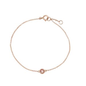 Morganite Bezel Set In Rose Gold Bracelet 3 Mm/ Bracelet For A Girl Or Women/ Delicate Bracelet/ Bezel Set / Solid Gold 14 K