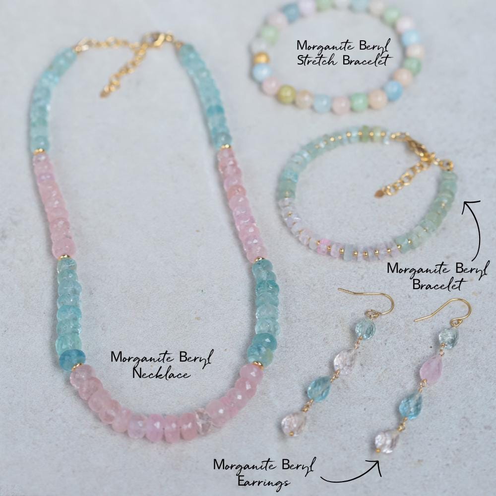 Bundle Of 4 | Aaaa+ Morganite Beryl | Morganite Bracelet, [ebmp1130] High Quality Genuine Morganite Bracelet, Delicate Pink Morganite