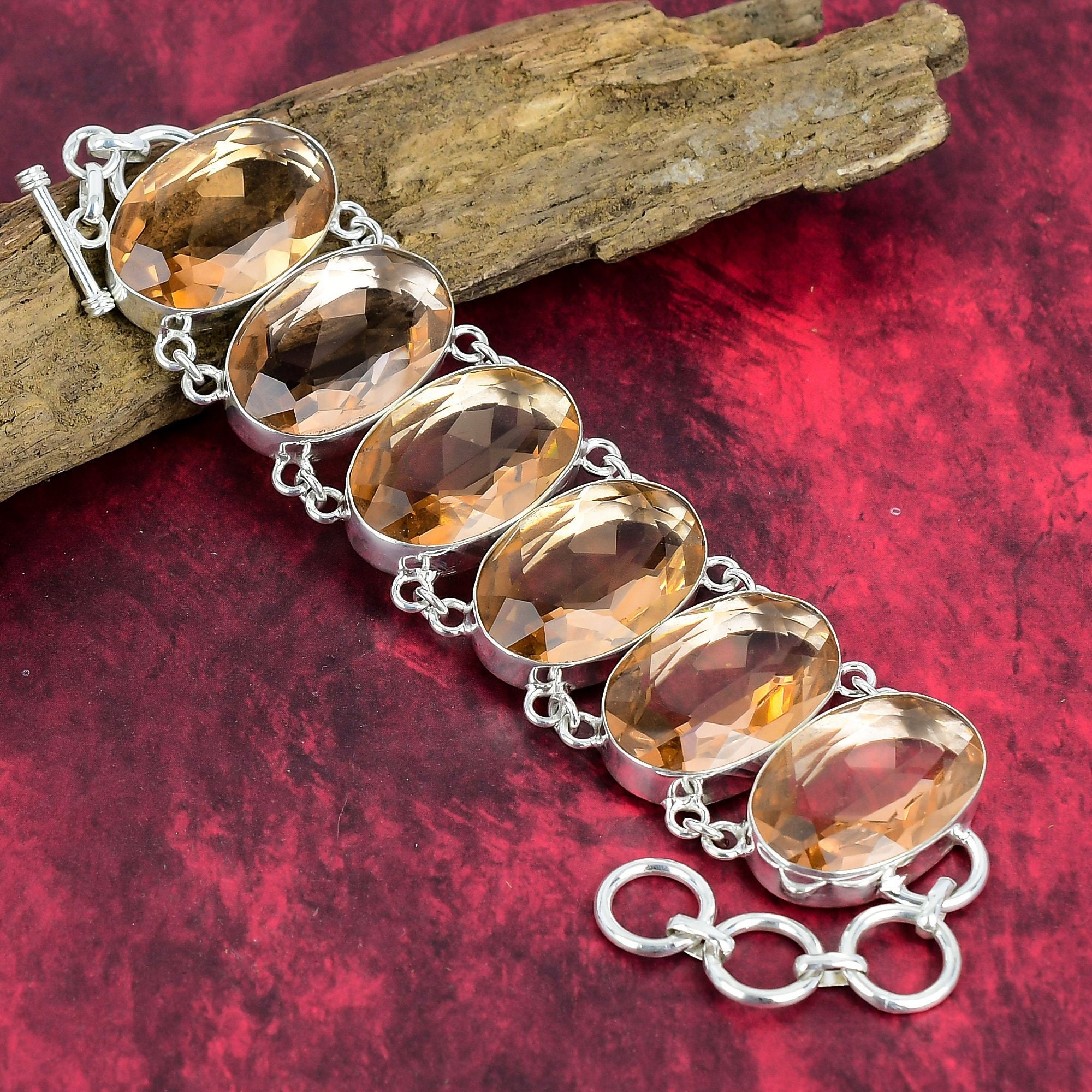 Faceted Morganite Bracelet, 925 Sterling Silver Bracelet, Adjustable Chain Bracelet, Gemstone Bracelet, Handmade Jewelry, Birthday Gift