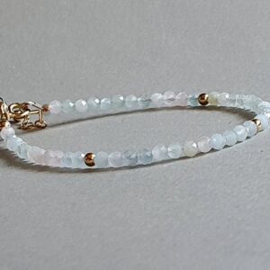 Morganite Bracelet: Faceted Rondelle Gemstone, Gold Filled Findings