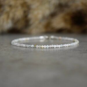 Genuine Morganite Bracelet, Delicate Morganite Jewelry, Bracelet Femme, Ultra Tiny Bracelet 2mm, Gemstone Bracelet, Calming Bracelet