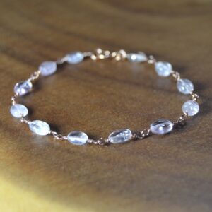 Morganite Bracelet In 14k Rose Gold, Sterling Silver // Wire Wrapped Morganite // March Birthstone // 19th Anniversary // Heart Chakra