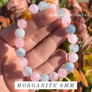 Morganite Bracelet | Natural Gemstone Crystal Beaded Bracelet Round Crystal Bracelet ~ Genuine Crystals