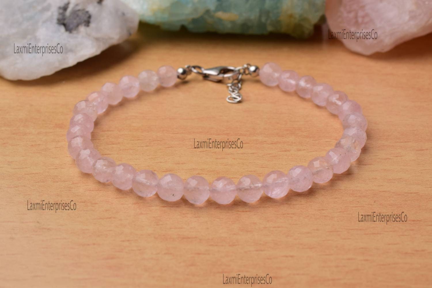 Natural Morganite Bracelet In 925 Sterling Silver, Beaded Bracelet, Dainty Bracelet, Gemstone Bracelet, Pink Stone Bracelet, Gift For Her
