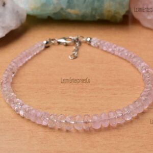 Natural Morganite Bracelet in 925 Sterling Silver, Beaded Bracelet, Dainty Bracelet, Gemstone Bracelet, Pink Stone Bracelet, Gift For Her