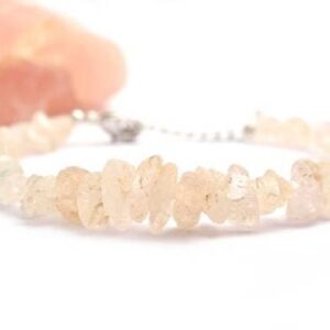 Natural Raw Morganite Bracelet in 925 Sterling Silver, Dainty, Rough Gemstone Bracelet, Morganite Rough, Uncut Stone Bracelet, Gift For Her