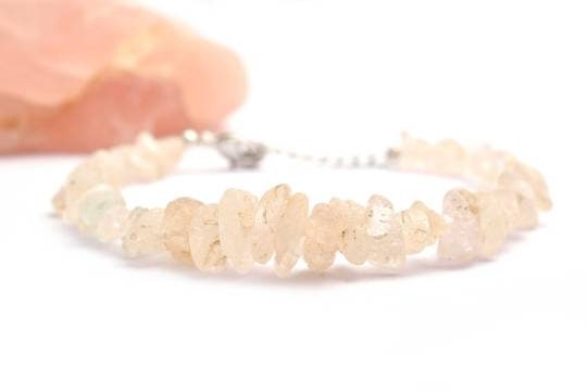 Natural Raw Morganite Bracelet In 925 Sterling Silver, Dainty, Rough Gemstone Bracelet, Morganite Rough, Uncut Stone Bracelet, Gift For Her Natural Raw Morganite Bracelet In 925 Sterling Silver, Dainty, Rough Gemstone Bracelet, Morganite Rough, Uncut Stone Bracelet, Gift For Her