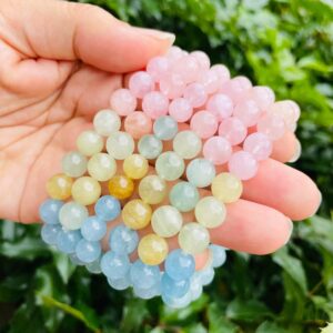 Ombre Morganite Crystal Bracelet: Beaded Gemstone Jewelry