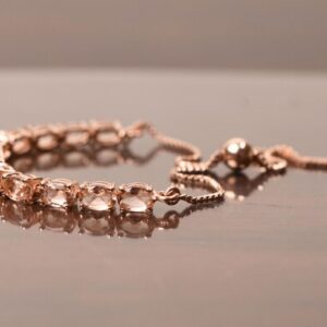 Peach Morganite Bolo bracelet: Oval Adjustable bracelets, Bridal jewelry, Anniversary gifts