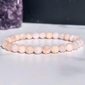 Pink Morganite Elastic Bracelet - 6mm Morganite Beads - Polished Morganite Elastic Bracelet - Natural Morganite Jewelry - Morganite Bracelet