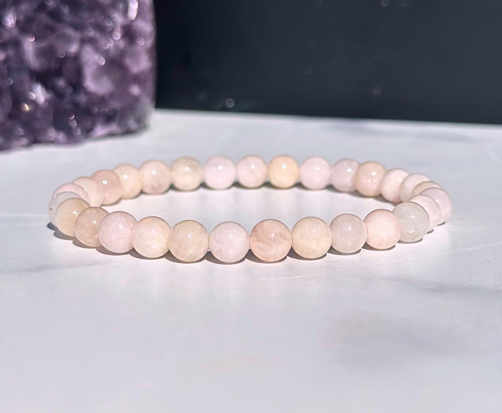 Pink Morganite Elastic Bracelet - 6mm Morganite Beads - Polished Morganite Elastic Bracelet - Natural Morganite Jewelry - Morganite Bracelet Pink Morganite Elastic Bracelet - 6mm Morganite Beads - Polished Morganite Elastic Bracelet - Natural Morganite Jewelry - Morganite Bracelet