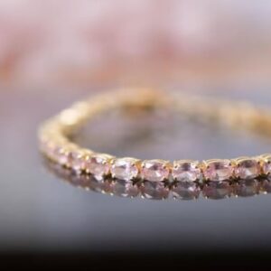 Pink Morganite Tennis Bracelet: Oval Cut Sterling Silver Bridal Jewelry