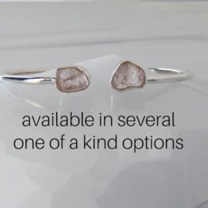 Morganite Bracelet Sterling Silver • Pink Morganite Bangle