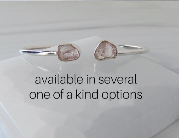 Morganite Bracelet Sterling Silver • Pink Morganite Bangle