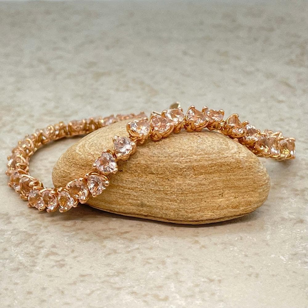 Morganite Tennis Bracelet Heart Cut With Genuine Gems, Safety Clasp, Safety Clasp, Lifetime Care Plan Included, Genuine Gems Ls6591 Morganite Tennis Bracelet Heart Cut With Genuine Gems, Safety Clasp, Safety Clasp, Lifetime Care Plan Included, Genuine Gems Ls6591