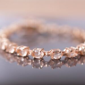Morganite Tennis Bracelet, Sterling Silver, Rose Gold Overlay