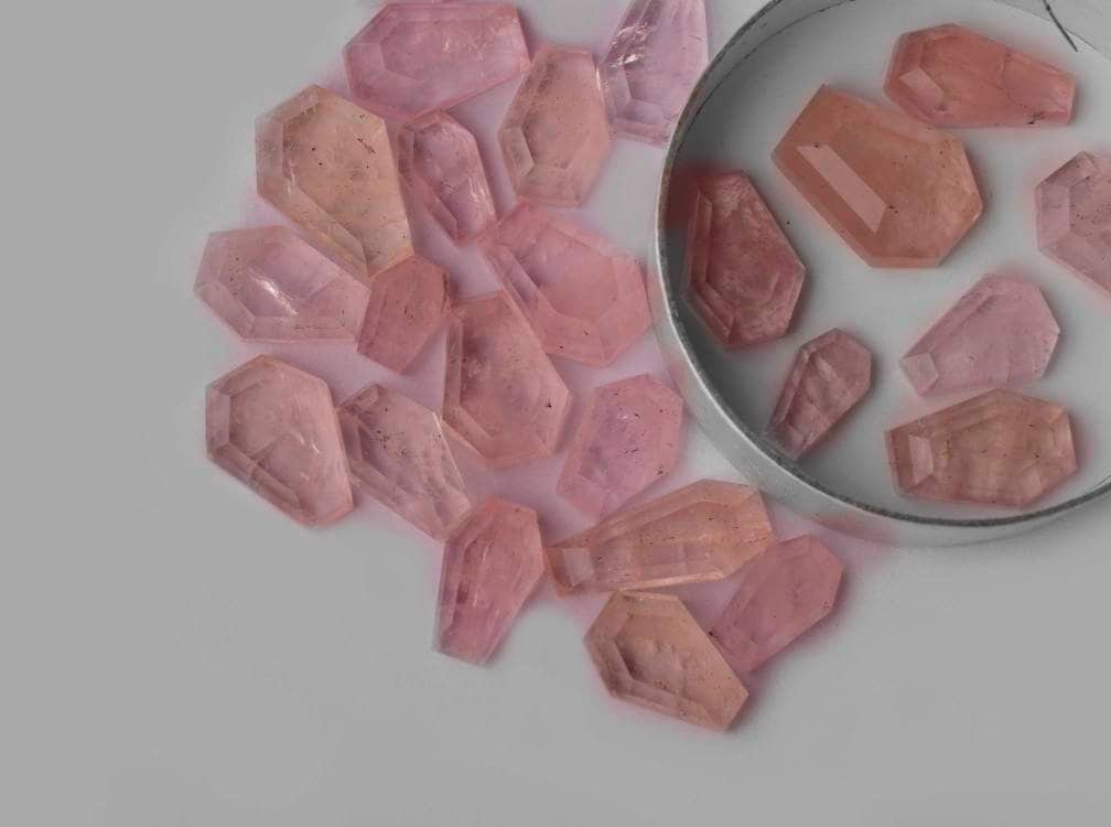 Natural Morganite Coffin Shape Stone, Natural Gemstone lot, Wholesale Loose Stone, Gemstone Supply, Multi Shape Cabochon, Jewelry Tool