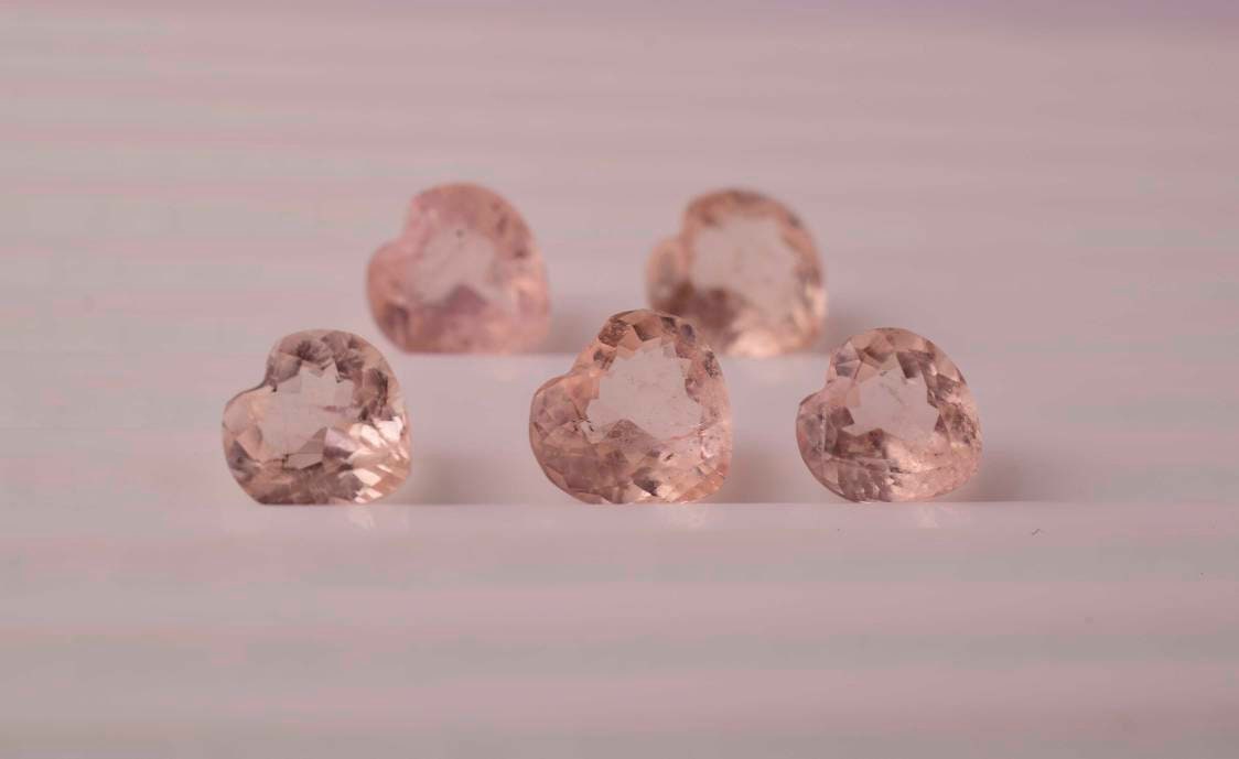 Natural Morganite Heart Shape Stone, Natural Gemstone lot, Wholesale Loose Stone, Gemstone Supply, Heart Shape Cabochon, Jewelry Tool, Gift