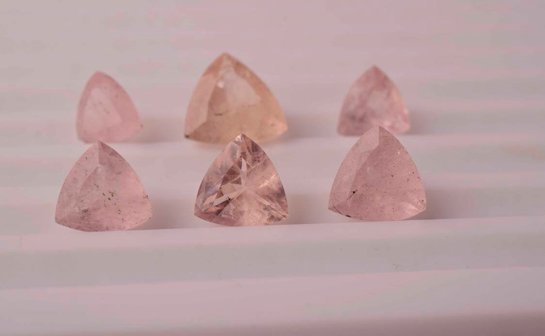 Natural Morganite Trillion Shape Stone, Natural Gemstone lot, Wholesale Loose Stone, Gemstone Supply, Multi Shape Cabochon, Jewelry Tool