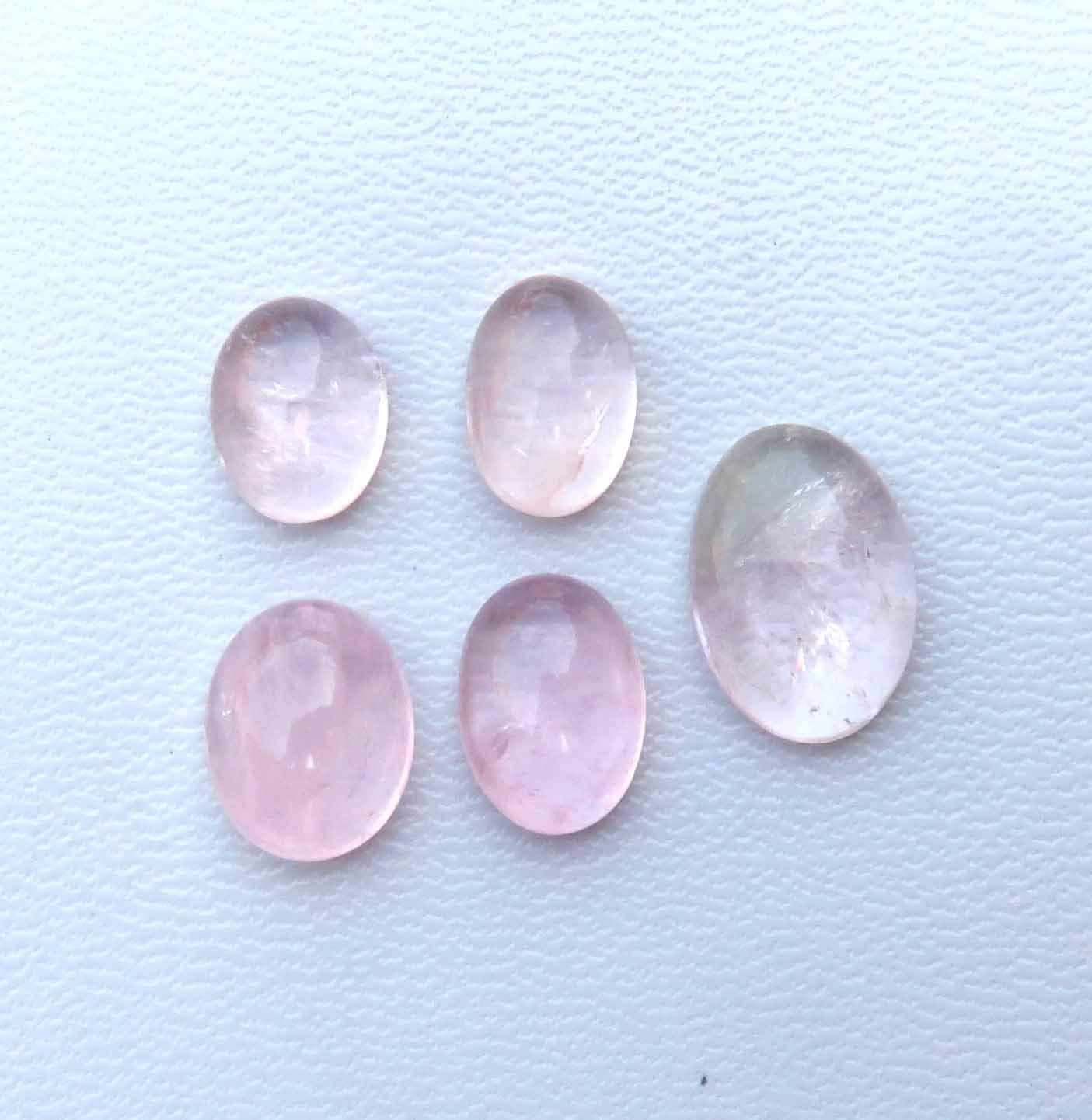 Morganite | Pink Morganite Gemstone Cabochon. Natural Morganite. Oval Shape Morganite Wholesale Lot For Ring Earring. 5pcs 25 Cts Mx-5151