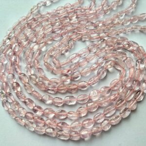 13 Inches Strand, Natural Morganite Smooth Oval Nuggets Size, 6-8mm