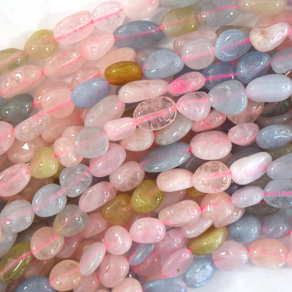 6mm - 8mm Natural Multicolor Morganite Pebble Nugget Beads 15.5" Strand 6mm - 8mm Natural Multicolor Morganite Pebble Nugget Beads 15.5" Strand