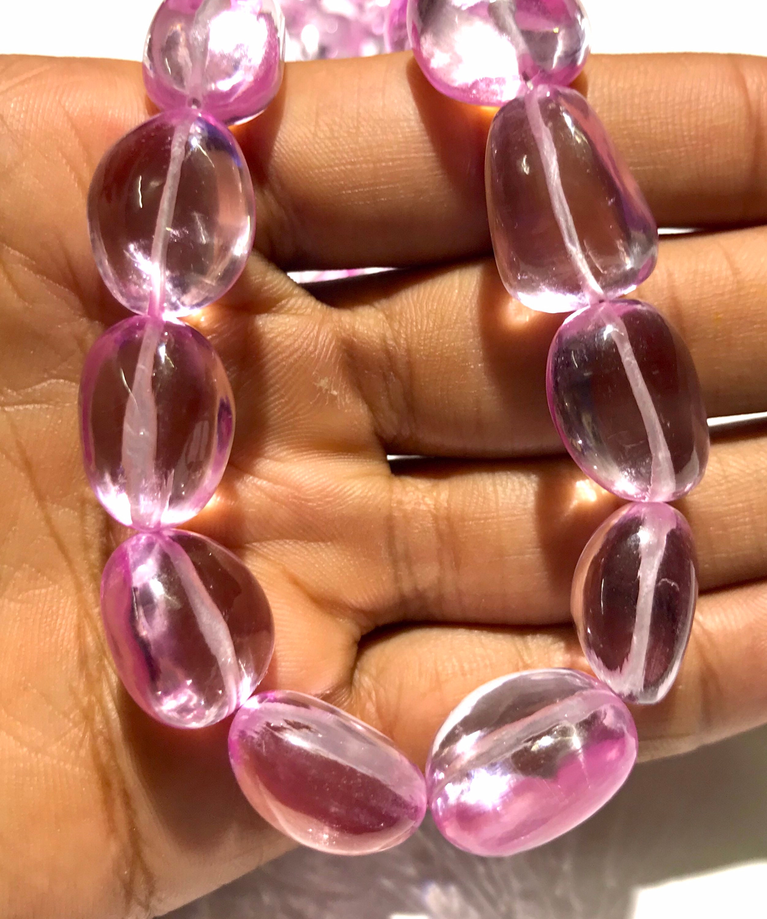 Beautiful~aaa+ Pink Morganite Corundum Smooth Nuggets Beads 9mm-12mm Pink Morganite Plain Polished Nuggets 22” Pink Corundum Gemstone Beads