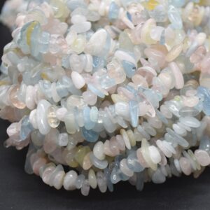 Morganite / Beryl Gemstone Chips Nuggets Beads - 5mm - 8mm, 32" Strand